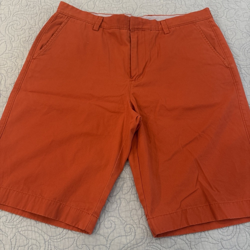 J Crew Men's Size 34 Cotton Shorts Coral Red Flat Front